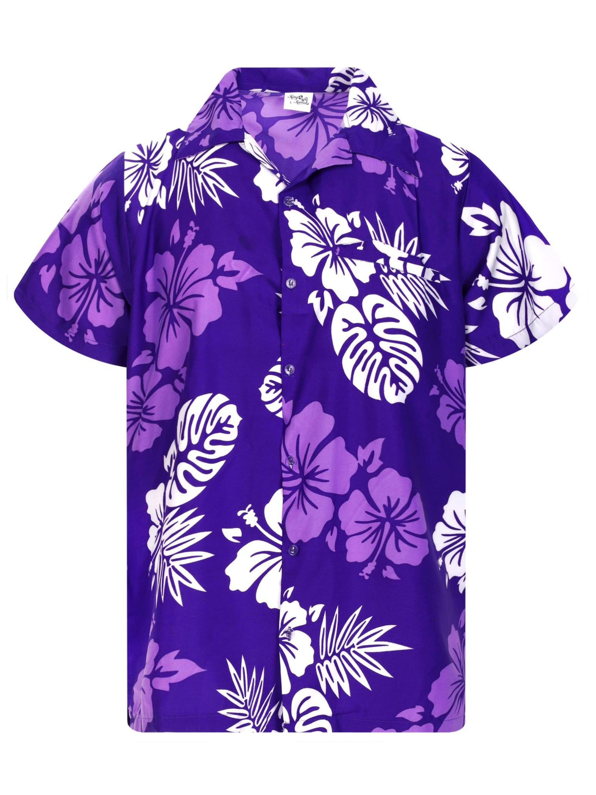 King Kameha Shirt 'Mono Hibiscus'‌‌‌‌‌‌‌ in Lila: Vorderseite