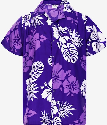 King Kameha Shirt 'Mono Hibiscus' in Purple: front