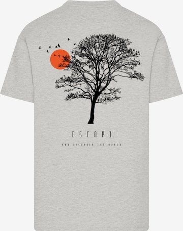 F4NT4STIC T-Shirt 'Escape Discover the World Tree Birds' in Grau: Vorderseite