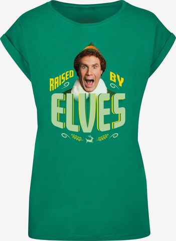 ABSOLUTE CULT T-Shirt 'Elf - Raised By Elves' in Grün: predná strana