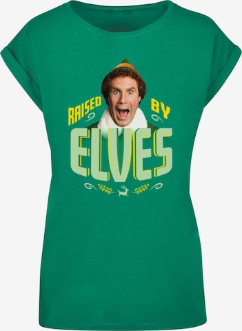 ABSOLUTE CULT Shirt 'Elf - Raised By Elves' in Groen: voorkant