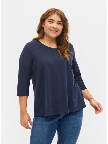 Zizzi Shirt in Blauw: voorkant