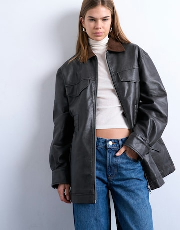 TOPSHOP Демисезонная куртка 'FREJ' в Черный: спереди