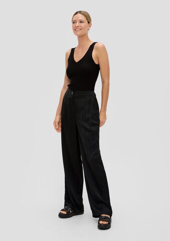 Wide Leg Pantalon à pince s.Oliver en noir
