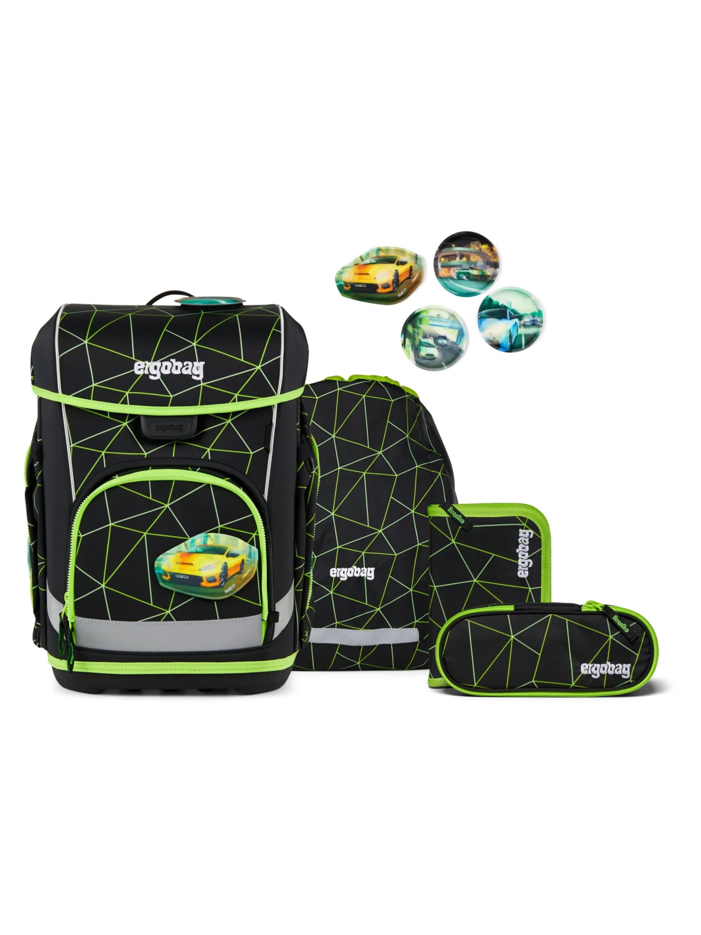 ergobag Backpack 'Schulranzen-Set cubo light Set' in Green: front