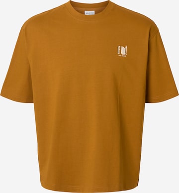 T-Shirt SELECTED en marron : devant