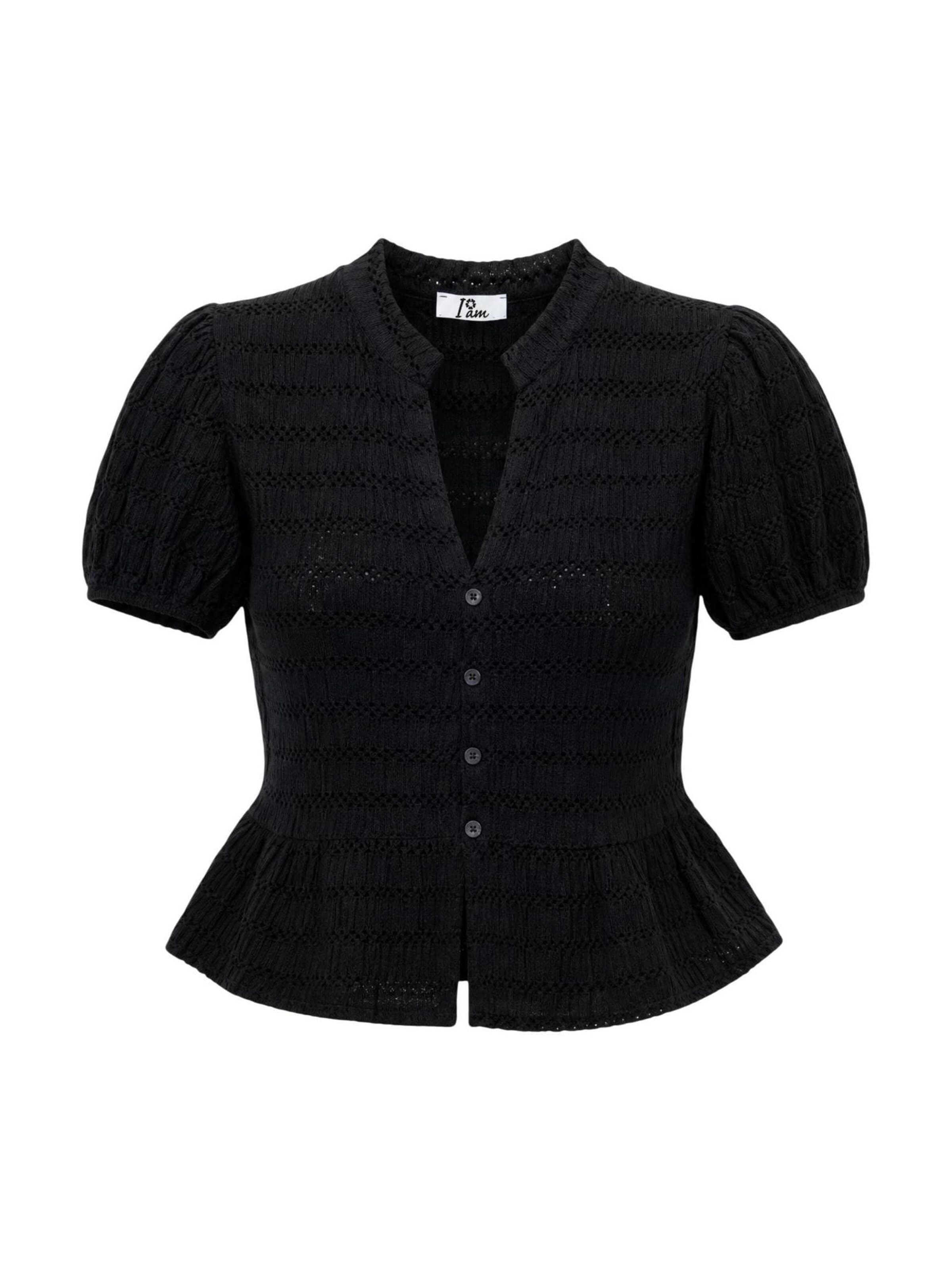 Camicia da donna 'Ricamato' di I AM in nero: frontale