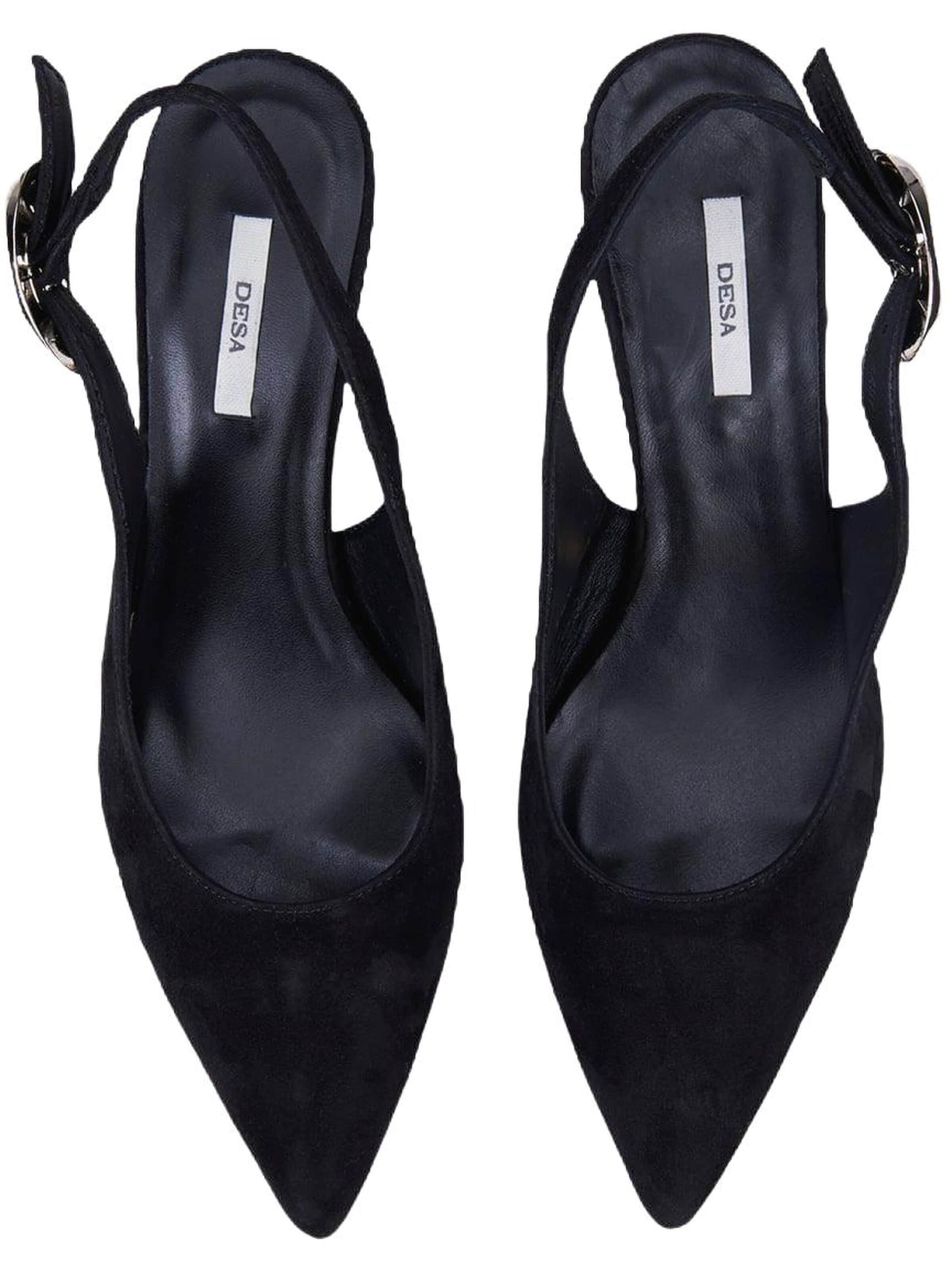 Desa Slingback pumps 'DESA Damen-Slingback-Stiletto-Pumps aus Wildleder' in Black