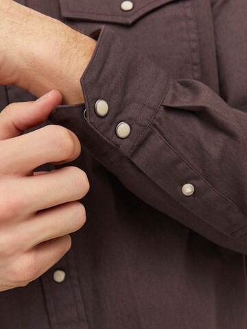 JACK & JONES Regular fit Button Up Shirt 'Sheridan' in Brown