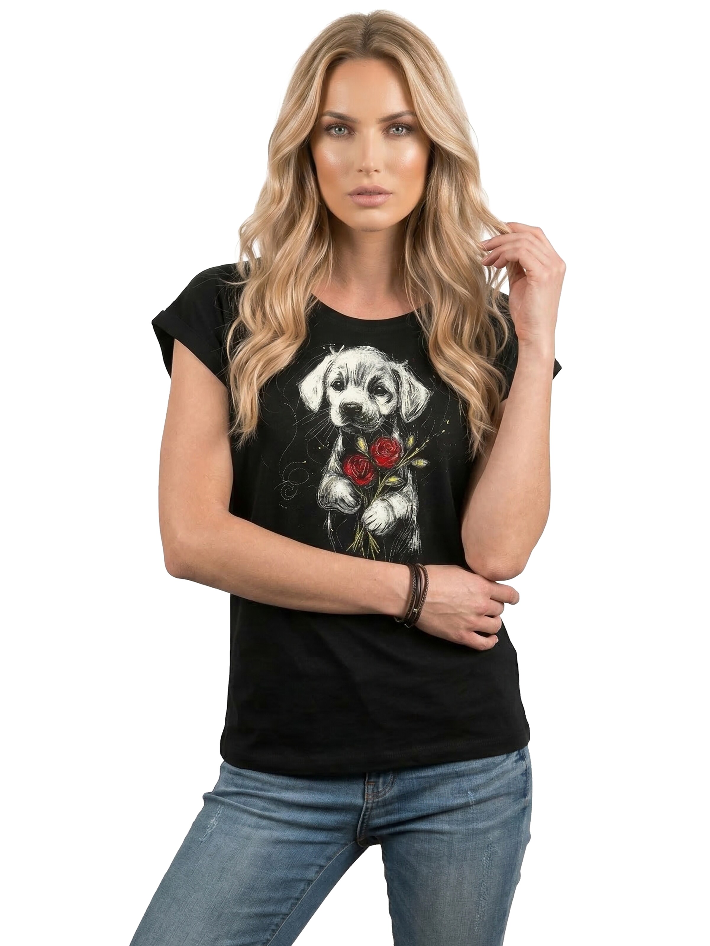 MAKAYA Shirt 'Labrador Rose' in Black