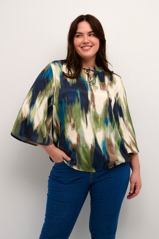 KAFFE CURVE Blouse 'Dory' in Groen: voorkant