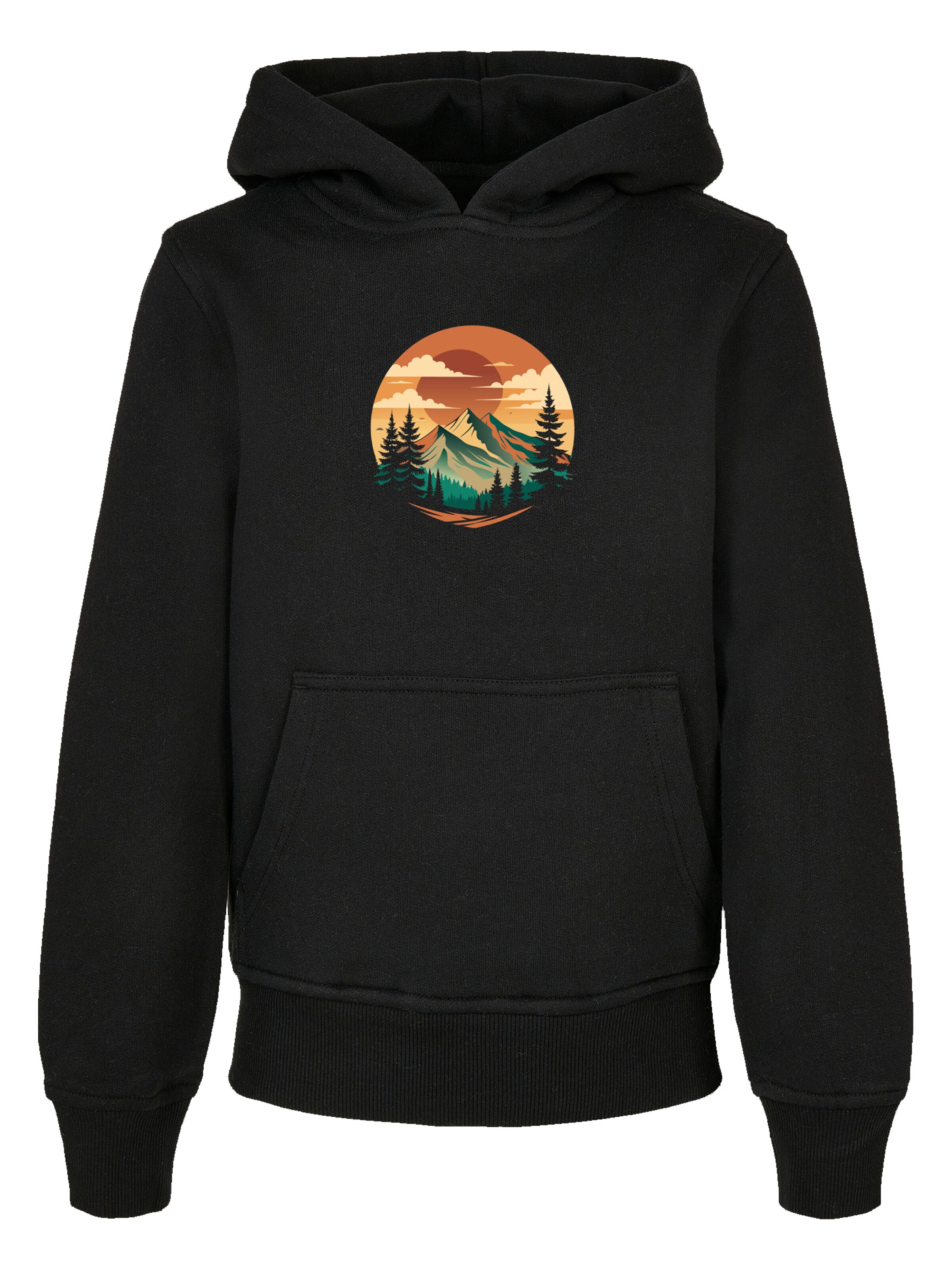 Pull-over 'Sonnenuntergang Berglandschaft' F4NT4STIC en noir : devant