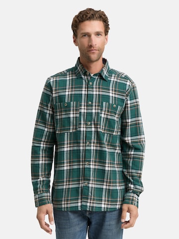 TOM TAILOR Comfort fit Button Up Shirt in Green: front