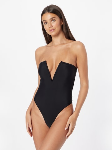 Misspap Bandeau Swimsuit in Black: front