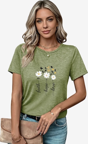 GORHEY Shirt 'Women's Summer Casual Color T-Shirt with Daisy Print' in Green: front