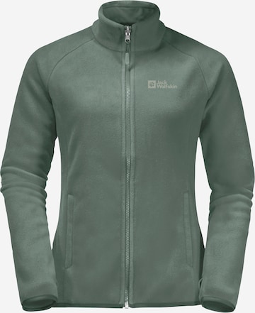 JACK WOLFSKIN Athletic Fleece Jacket 'MOONRISE' in Green: front