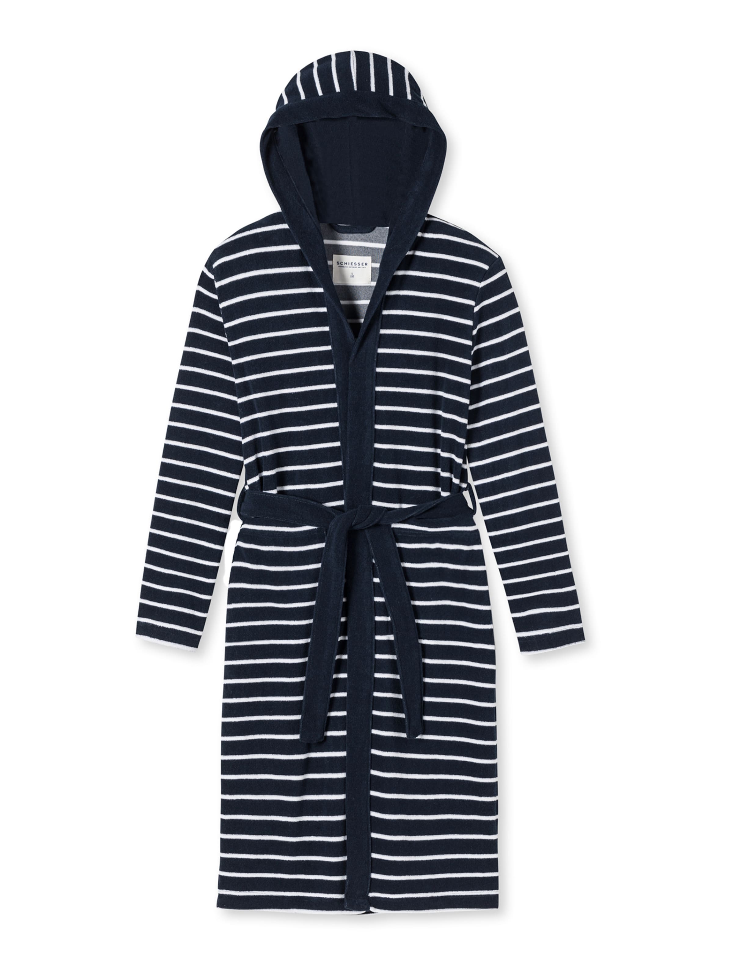 SCHIESSER Bademantel 'Feather Terry' in Blau: Vorderseite