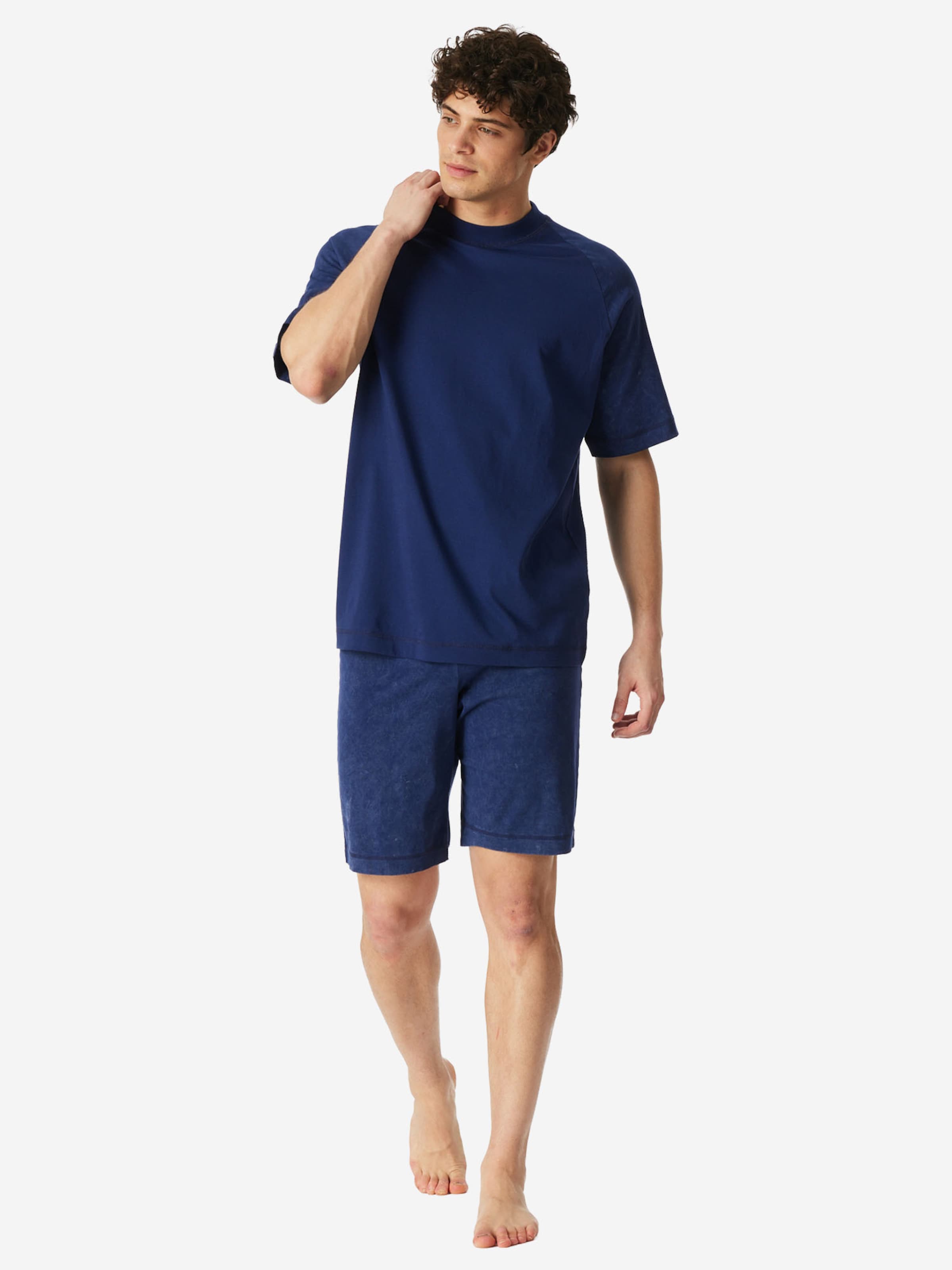 SCHIESSER Pyjama lang ' Modern Essentials ' in Blauw: voorkant