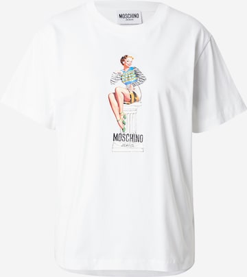 Tricou de la Moschino Jeans pe alb: față