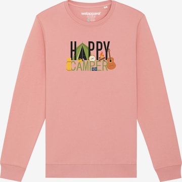 Sweat-shirt ' Happy Camper ' Watapparel en rose : devant