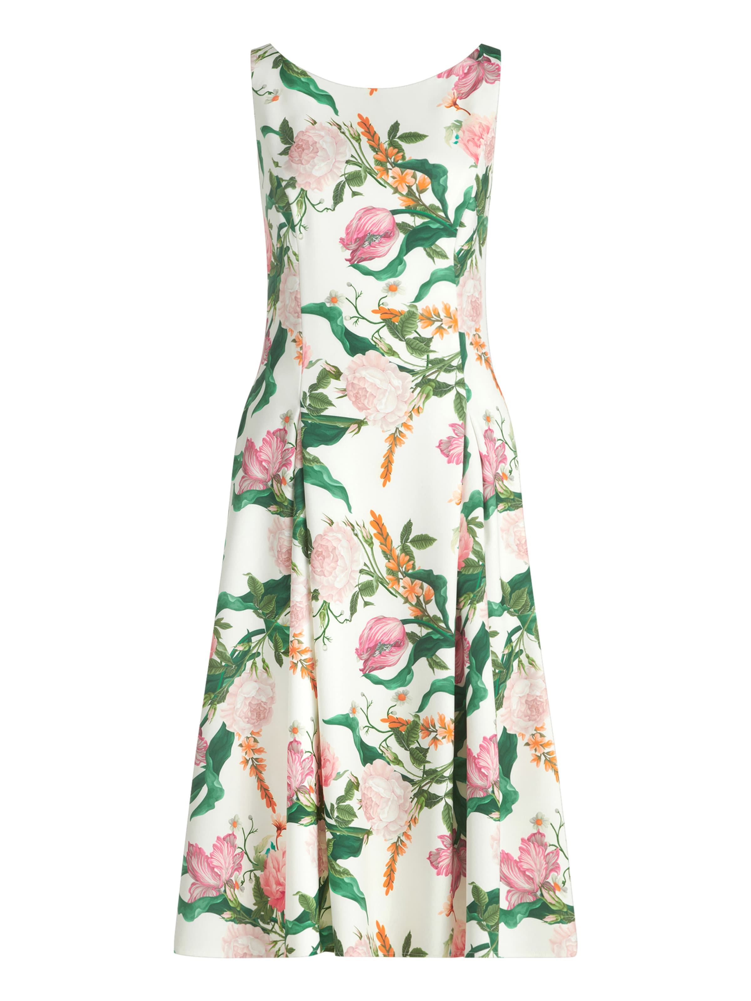 Vera Mont Blumenkleid mit Kellerfalten in Weiß: Vorderseite