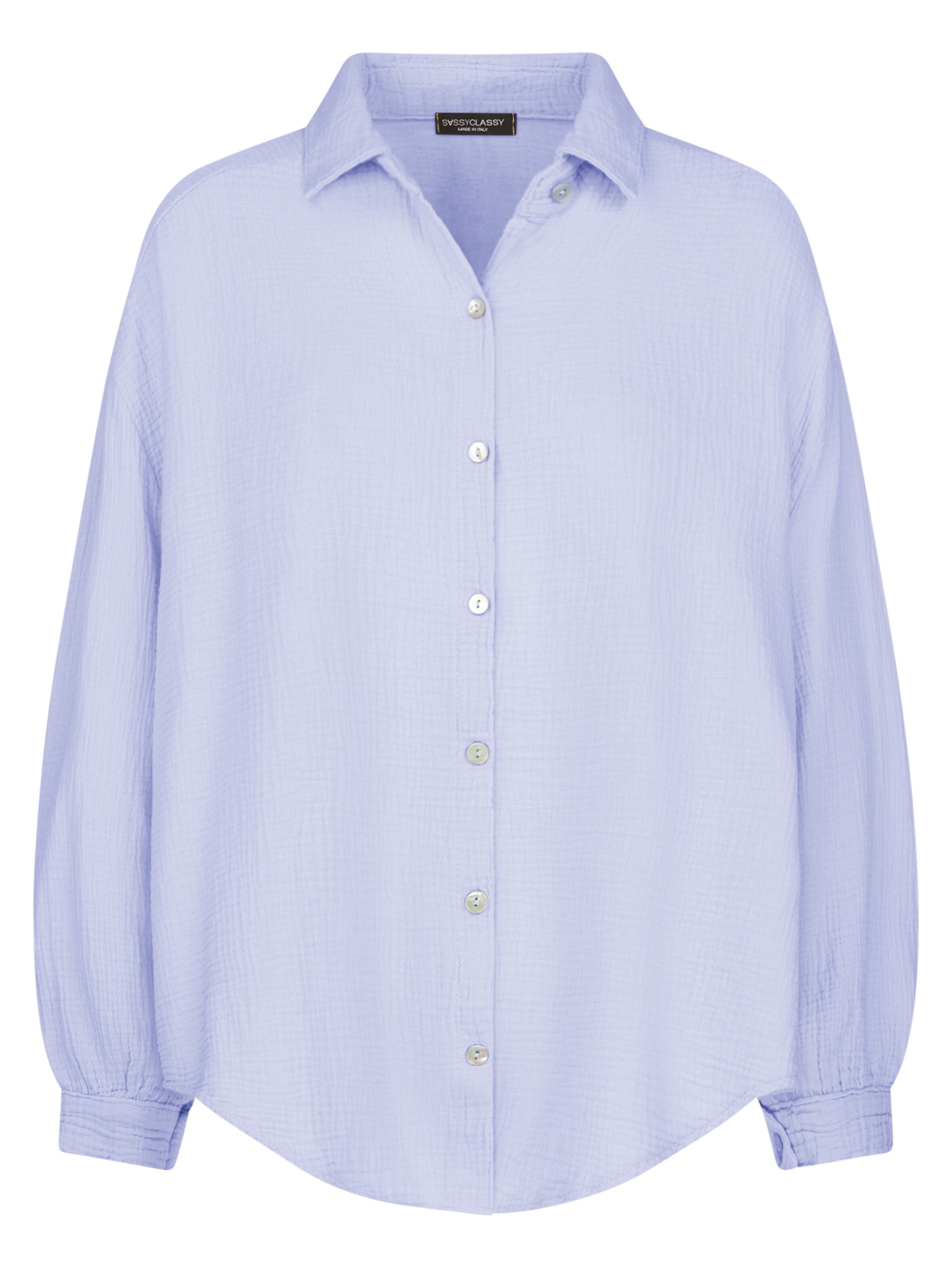 SASSYCLASSY Bluse 'kürzere Variante' in Blau: Vorderseite