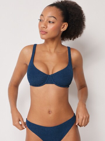 CALZEDONIA Balconette Bikini Top 'Crinkle Waves' in Blue