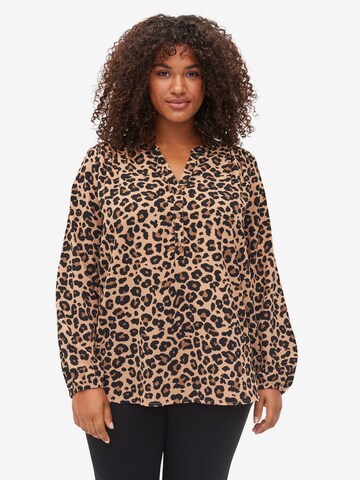 Zizzi Blouse 'CAANNI' in Bruin: voorkant