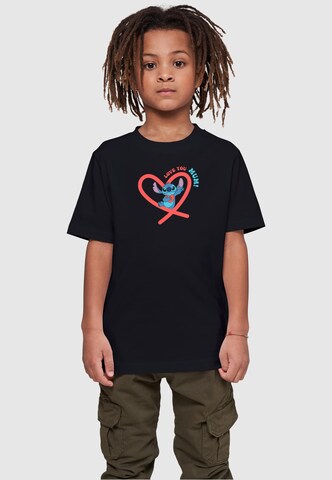 ABSOLUTE CULT Shirt 'Mother's Day - Lilo and Stitch Love you Mom' in Black: front