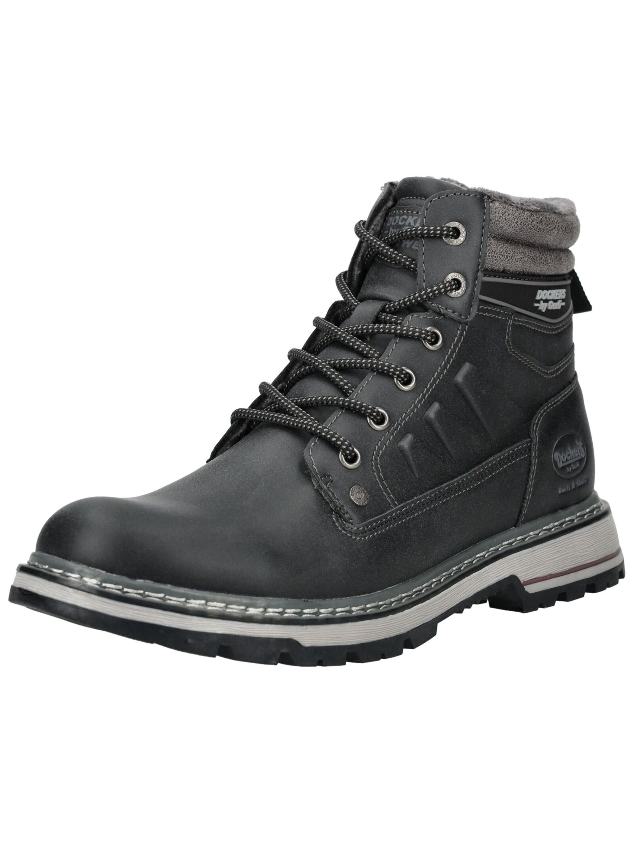 Dockers by Gerli Schnürstiefel in Schwarz: Vorderseite