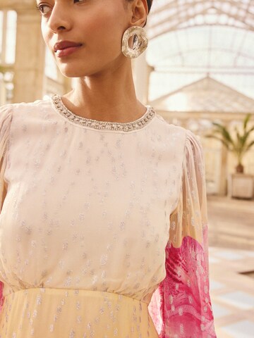 Robe de soirée love & roses en beige