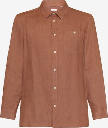 KnowledgeCotton Apparel Regular fit Button Up Shirt in Bronze: front