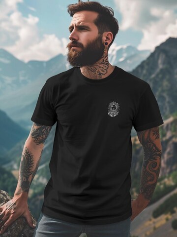 Neverless Shirt 'Compass' in Schwarz: Vorderseite