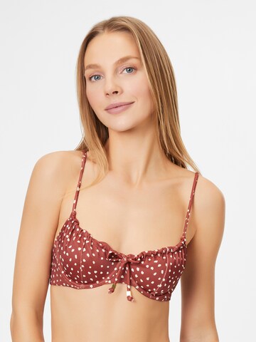 Hunkemöller T-shirt Bikinitop 'Ari' in Bruin: voorkant