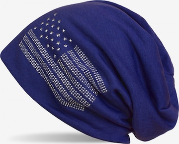 styleBREAKER Mütze 'Beanie mit USA Flagge aus Strass' in Blau: Vorderseite