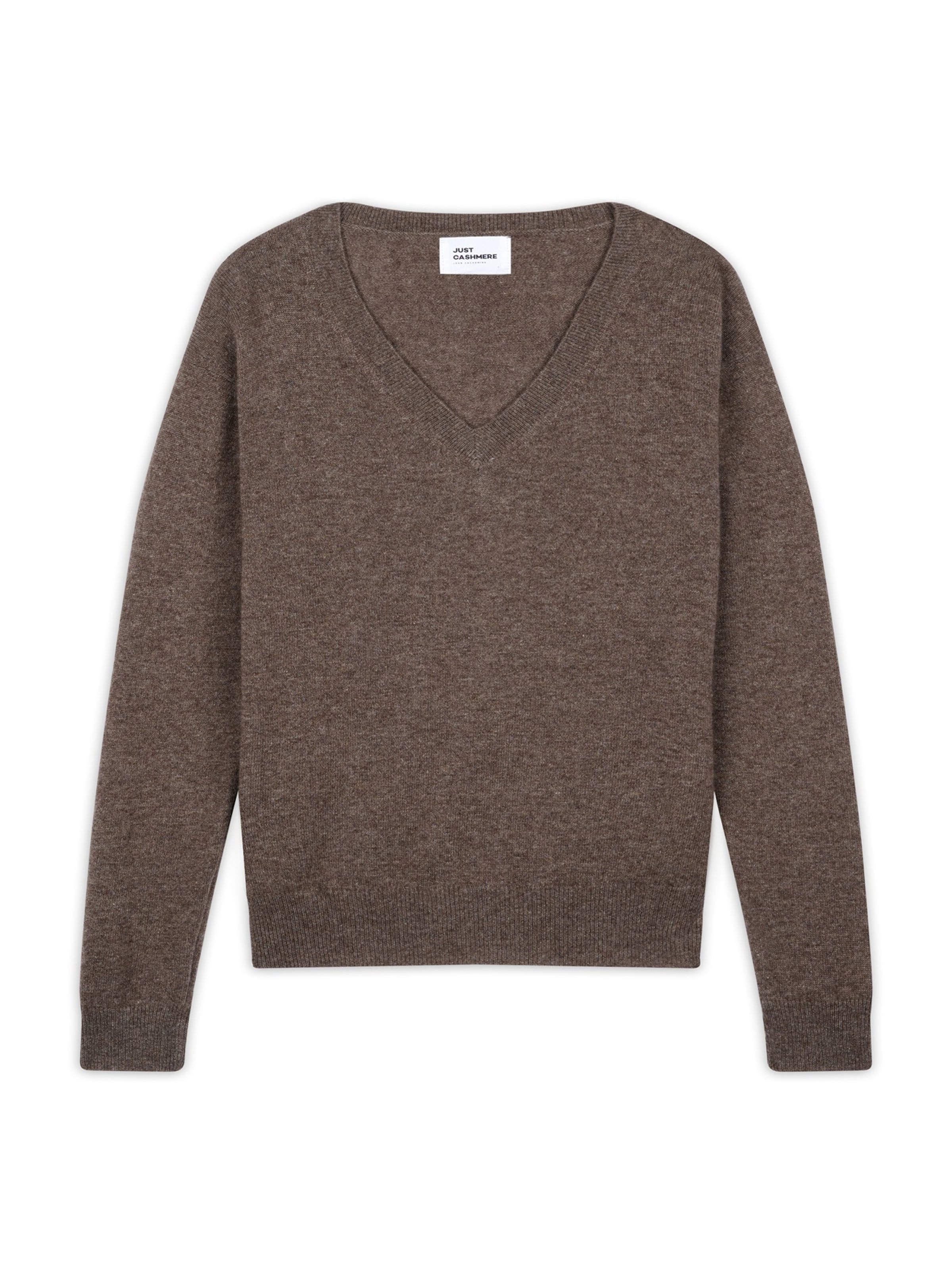 JUST CASHMERE Pullover i brun-meleret, Produktvisning