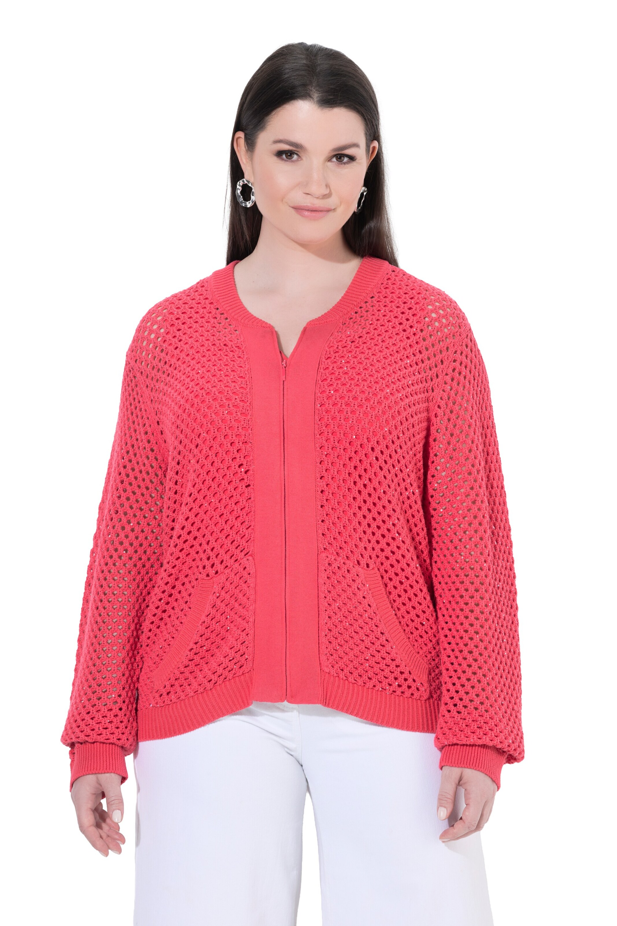 Ulla Popken Gebreid vest in Rood: voorkant