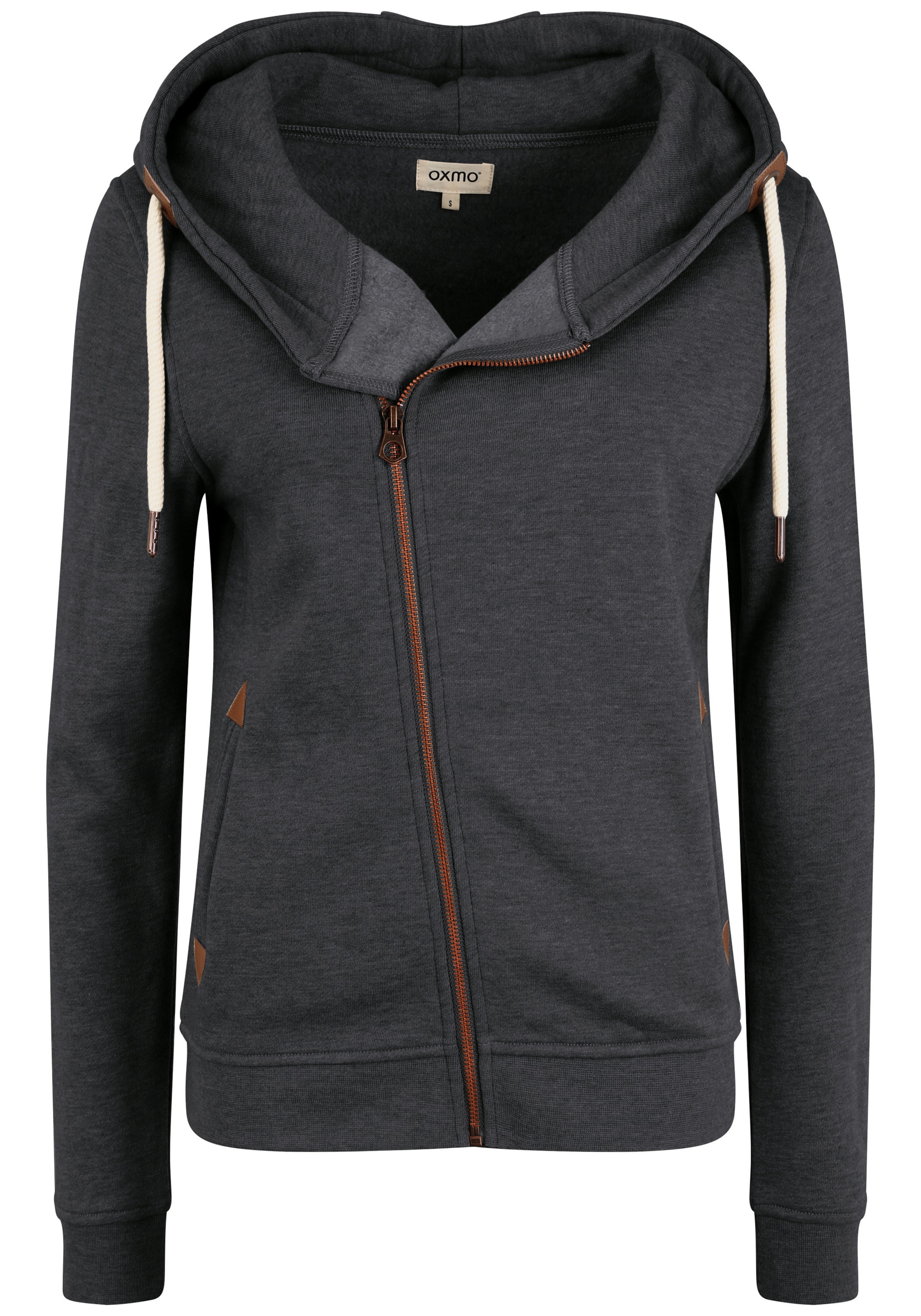 Oxmo Zip-Up Hoodie 'Vicky' in Grey: front