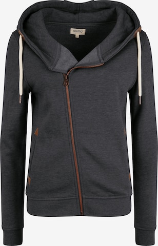 Oxmo Zip-Up Hoodie in Grey: front