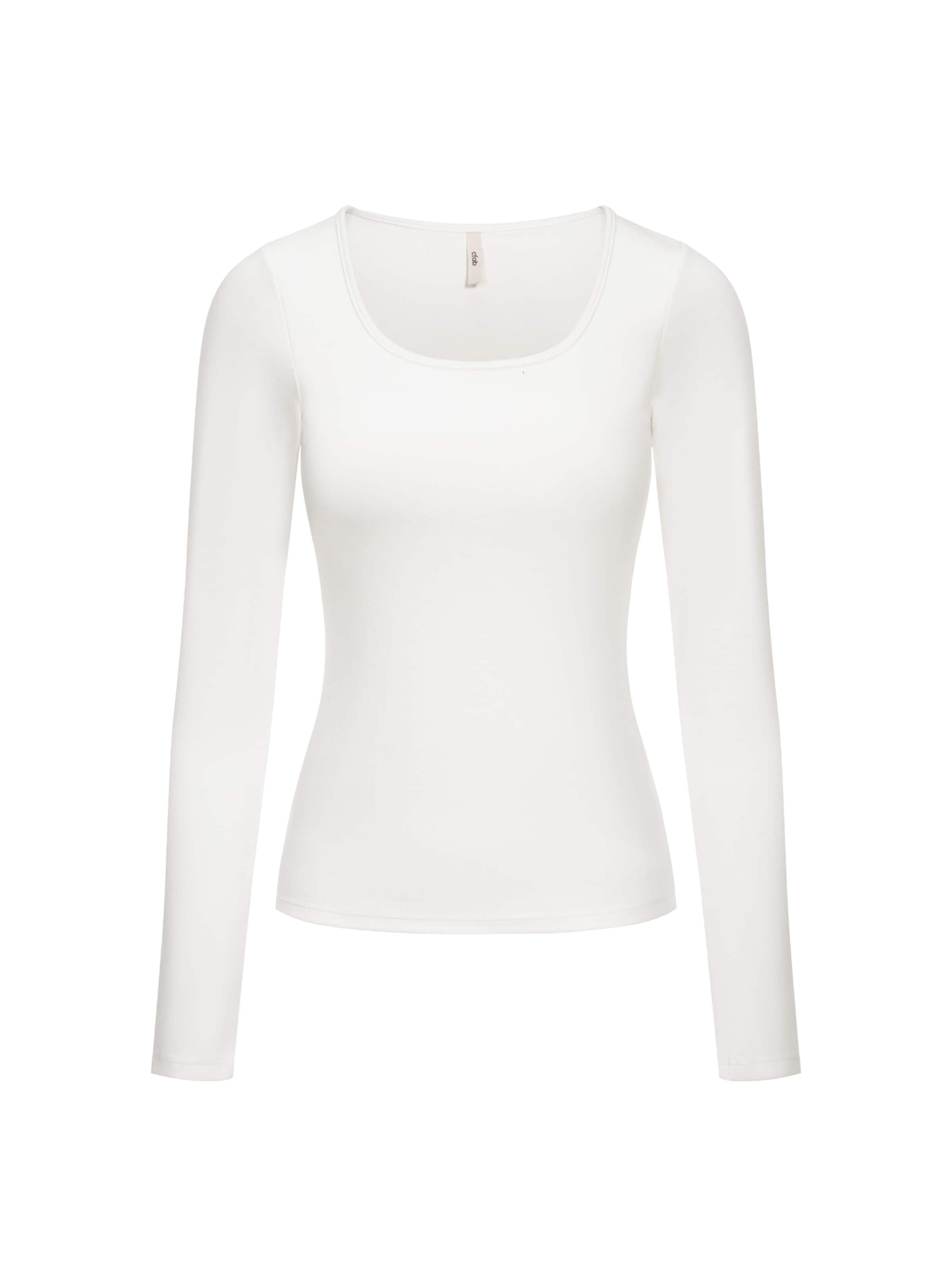 cfab (formerly creamy fabrics) Top 'Cotton Long Sleeve mit integriertem Wireless Bra' in White: front