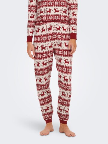 ONLY Tapered Broek 'Xmas' in Rood