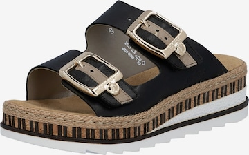 Rieker Pantolette 'Leder-Sandalen mit Keilabsatz „Montreux“' in Schwarz: Vorderseite