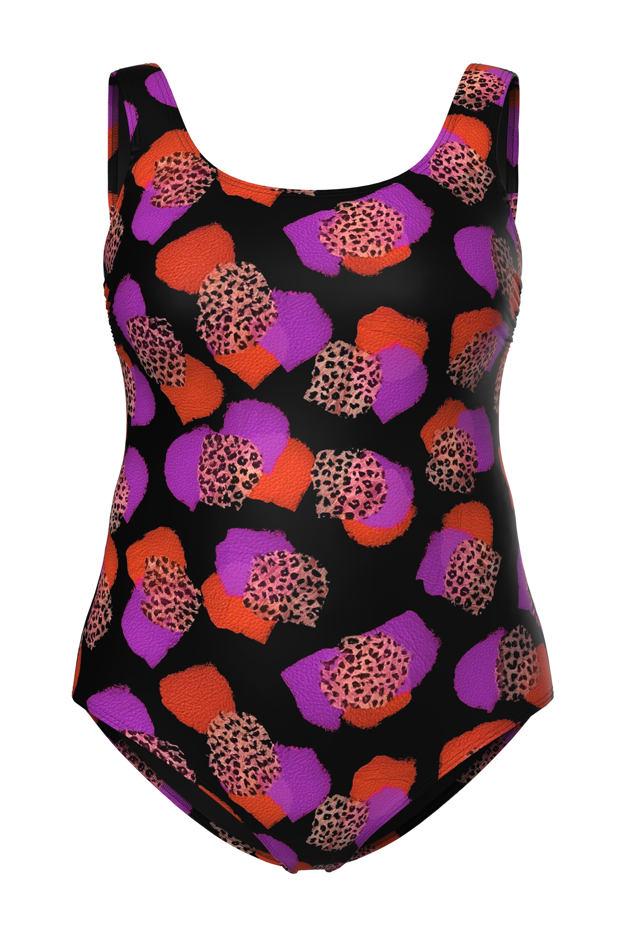 Ulla Popken Bandeau Swimsuit in Black: front