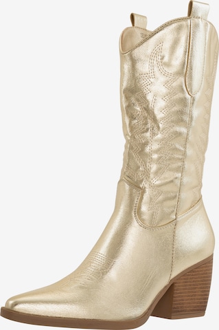 Bottes de cowboy Elara en or : devant