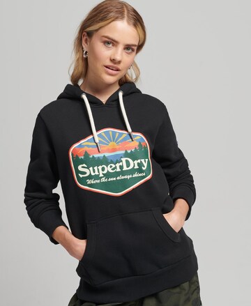 melns Superdry Sportisks džemperis 'Travel': no priekšpuses