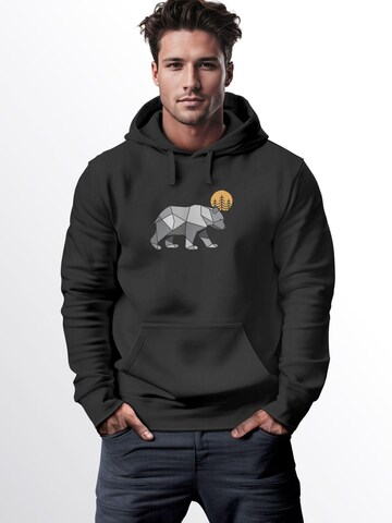 Neverless Sweatshirt 'Polygon Bär' in Black: front