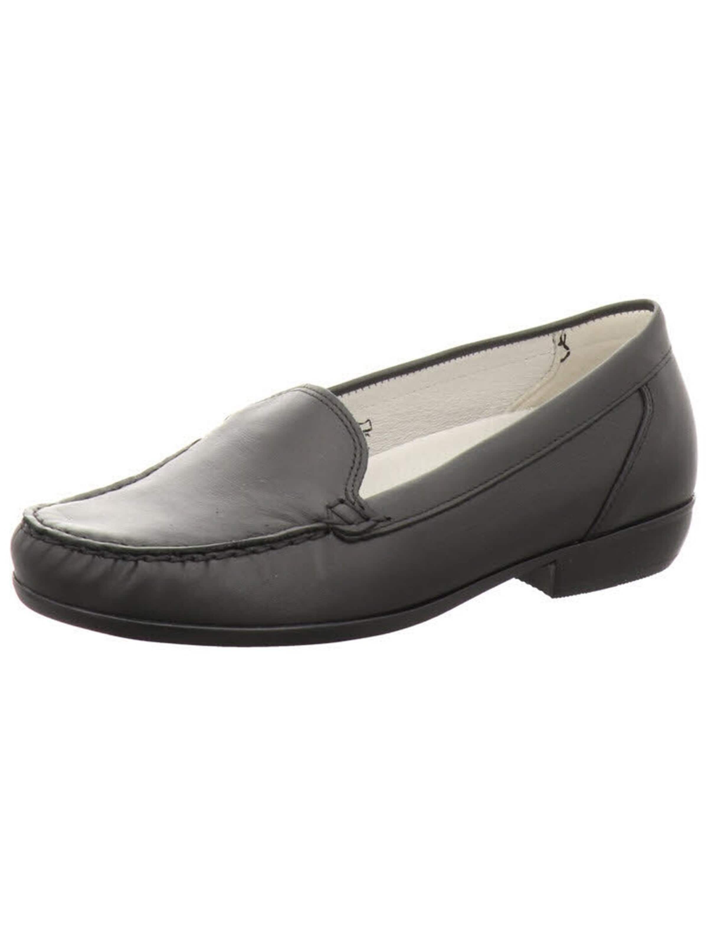Mocassino 'Slipper Damen 437502 186 001 Hina Echtleder in schwarz' di WALDLÄUFER in nero: frontale