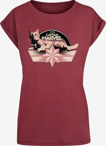 ABSOLUTE CULT Shirt 'Captain Marvel - Chillin Goose' in Rood: voorkant