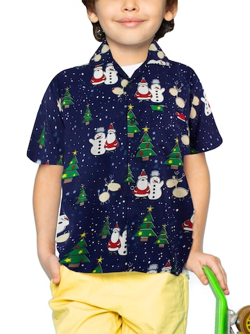 Regular fit Camicia 'Christmas Buddies' di King Kameha in blu: frontale