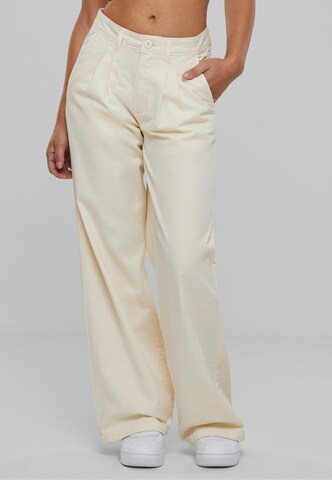 Urban Classics Wide leg Pleat-Front Pants in Beige: front